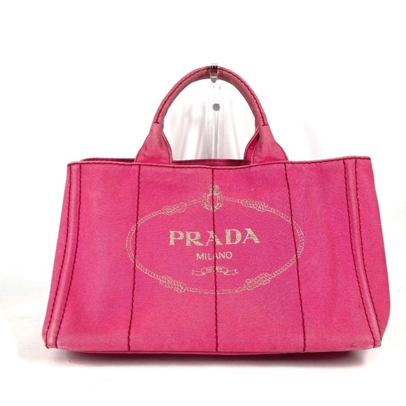 PRADA Prada Canapa Logo Bag Shoulder Tote Canvas Women's Pink - Picture 1 of 10